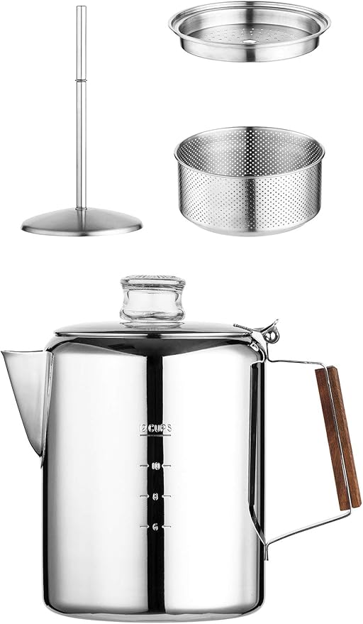 Rapid Brew Stainless Steel Stovetop Percolator Coffee Pot 12-Cup
