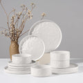 HaWare Dinnerware Sets 12-Piece Plates and Bowls Set Stoneware Dish Set for 4 Ceramic Dinnerware for Home Restaurant Chip and Scratch Resistant Microwave and Dishwasher Safe Speckled White