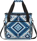 Blue Geometry Aztec Coffee Maker Carrying Bag Portable Travel Storage Tote Bag Compatible with K-Mini or K-Mini Plus Single Serve Coffee Brewer Carrying Case with Multiple Pockets &amp Shoulder Str