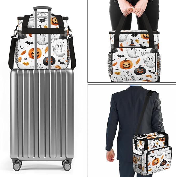 Magical Pumpkin Coffee Maker Carrying Bag Halloween Pumpkin Travel Storage Bag Compatible with K-Mini or K-Mini Plus Single Serve Coffee Brewer Carrying Case with Multiple Pockets &amp Shoulder Str