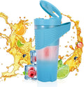 Dioche 4000mAh TypeC Rechargeable 460ml Smoothie Maker with 6 Blades for Juices &amp Shakes - Ideal for Gym Travel and Office (Blue)