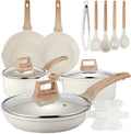 18 Pcs Pots and Pans Set for Kitchen Nonstick Ceramic Cookware Set Non Stick Induction Cookware Frying Pans &amp Saucepans