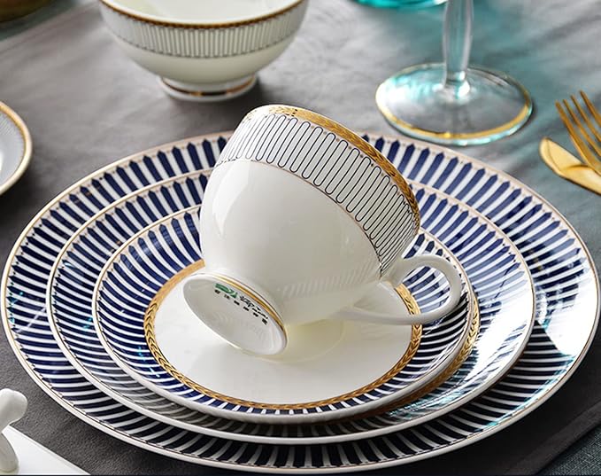 20 Piece Bone China Dinnerware Porcelain Dinnerware Set Lightweight Plate and Bowl Set for 2 Dinner Set Tableware Set Best for Kitchen Indoor Outdoor Party Microwave Safe