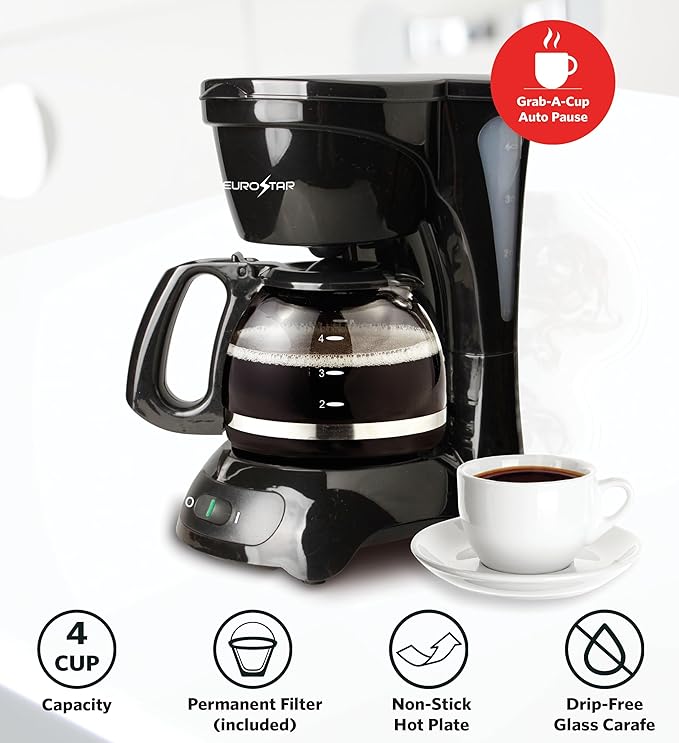 EUROSTAR ECM620B 4-Cup Coffeemaker Black