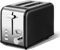 Simple Deluxe Stainless Steel Toaster 2 Slice with Extra Wide Slot &amp Removable Crumb Tray 5 Shade Options and Bagel/Defrost/Cancel Functions for Various Bread &amp Waffle Retro Black