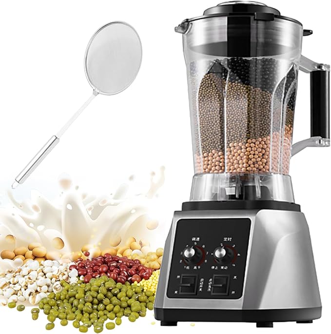 2200W Commercial Soy Milk Maker Smoothie Blender 6L/7L Nut Processor with 8-Blade 9-Speed Adjustable Timer (6L)