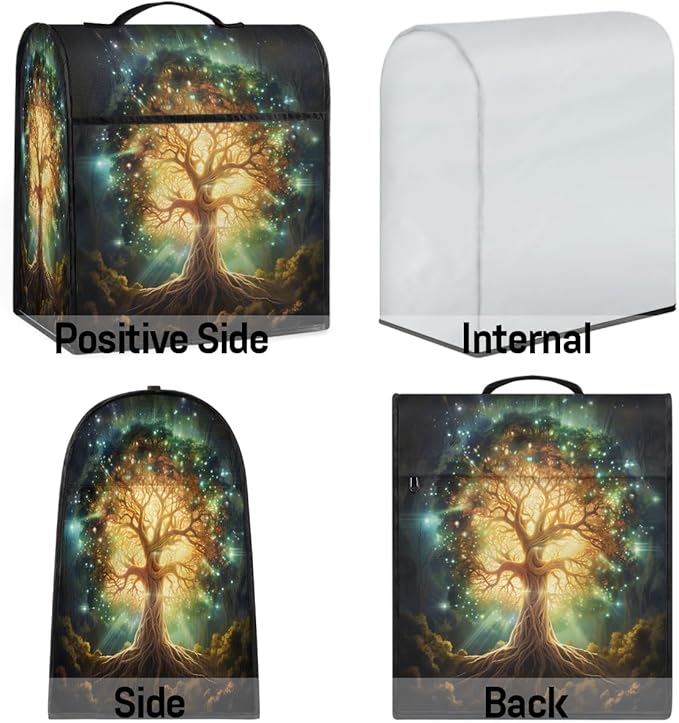 cfpolar Kitchen Aid Mixer Cover Compatible with 6-8 Quarts Tree Of Life Green Stand Mixer Cover Kitchen Aid Mixers Accessories Appliance Organizer Bag Dust Covers with Zipper Pocket