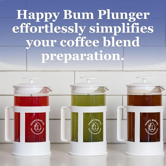 Happy Bum Coffee Plunger | 1 Liter(33.8oz) Glass French Press Stainless Steel Strainer | Easy to Use &amp Clean French Coffee Press Glass for Brewing and Storing Coffee Blend