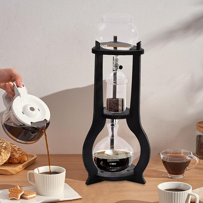 600ML Cold Brew Drip Coffee Maker Manual Iced Coffee Maker Machine with Stainless Steel Filter 6-8 Cup Cold Brew Coffee Dripper Tower