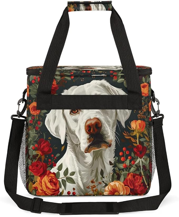Rose Spring Summer Dog Coffee Maker Travel Bag for K-Mini or K-Mini Plus Single Serve Coffee Brewer Portable Storage Tote Case for Tarvel
