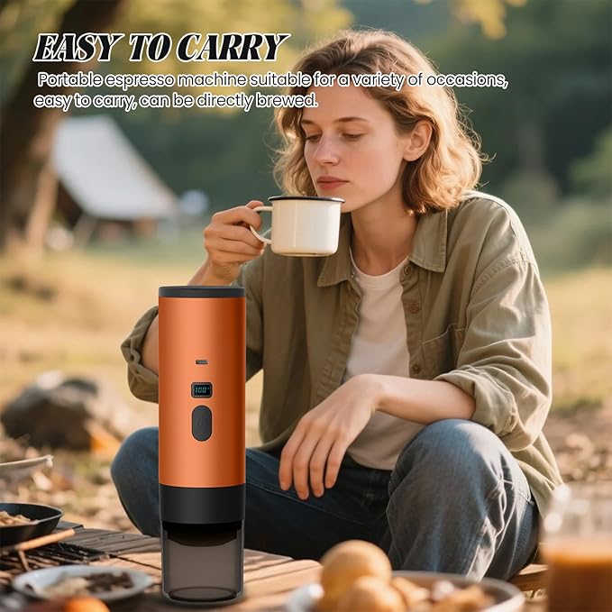 Portable Coffee Maker Espresso Machine Travel Espresso Maker USB-C ChargingHeating Pump Press Coffee Maker Electric Capsule Coffee Machine for RVCar Hiking Camping Office