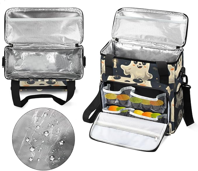 Halloween Spooky Ghosts Coffee Maker Carrying Bag Travel Storage Bag Compatible with K-Mini or K-Mini Plus Single Serve Coffee Brewer Carrying Case with Multiple Pockets &amp Shoulder Strap