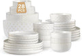Lareina Dinnerware Sets 24 Piece Service for 8 with Large Mixing Bowls Set of 4 Vintage White