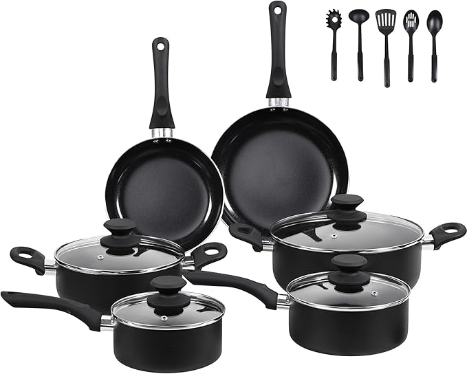Black Ceramic Pots and Pans Set 15PCS Nonstick Set Ceramic Cookware Set Nonstick Pan Pots and Pans Set Non Stick Cookware set