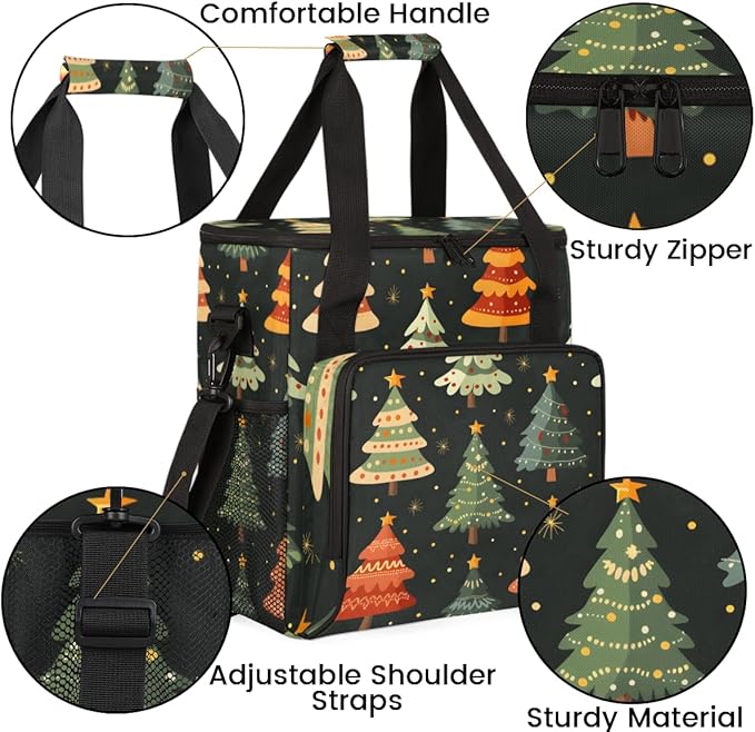 Christmas Festivals Coffee Maker Carrying Bag Magic Tree Travel Storage Bag Compatible with K-Mini or K-Mini Plus Single Serve Coffee Brewer Carrying Case with Multiple Pockets &amp Shoulder Strap