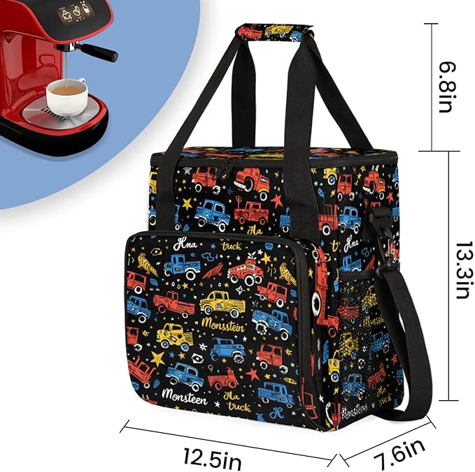 Star Truck Coffee Maker Travel Bag for Keurig K-Mini/K-Mini Plus Insulated Waterproof Tote with Pockets for K-Cup Portable Single-Serve Brewer Case
