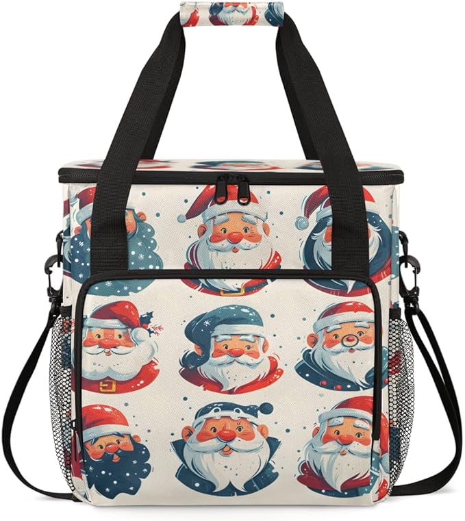 Colorful Santa Claus Coffee Maker Carrying Bag Xmas Santa Claus Travel Storage Bag Compatible with K-Mini or K-Mini Plus Single Serve Coffee Brewer Carrying Case with Pockets &amp Shoulder Strap