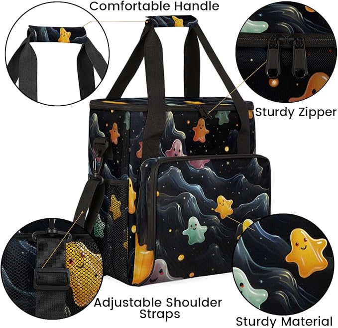Halloween Ghosts Coffee Maker Carrying Bag Cute Ghosts Travel Storage Bag Compatible with K-Mini or K-Mini Plus Single Serve Coffee Brewer Carrying Case with Multiple Pockets &amp Shoulder Strap