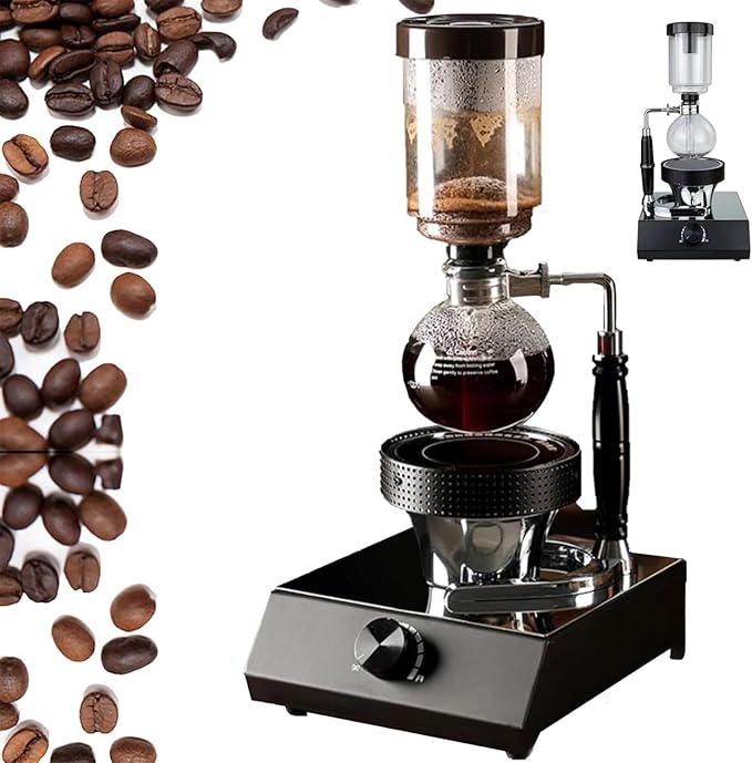 Vacuum Siphon Coffee Maker Siphon Coffee Maker With Halogen Lamp Heater Durable Glass endure temperature extremes crack resistance &amp Adjustment Temperature for home and professional cafe