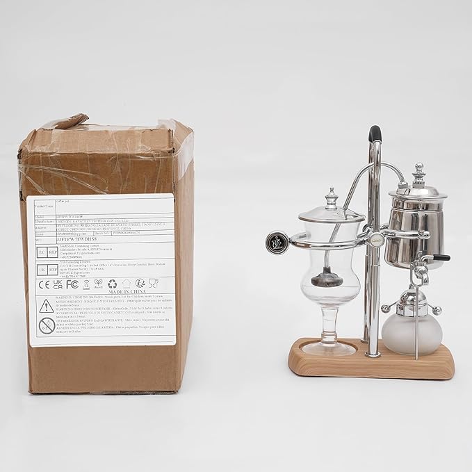 Belgian Balance Syphon Coffee Maker Vintage Style Stovetop Brewer with Glass Carafe &amp Faucet for Premium Coffee &amp Tea
