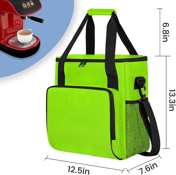 Grass Green Coffee Maker Carrying Bag Waterproof Insulated Leakproof Cooler Bag Portable Storage Tote Bag Organizer With Shoulder Strap