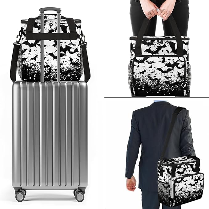Magical Bat Coffee Maker Carrying Bag Dreamy Bat Travel Storage Bag Compatible with K-Mini or K-Mini Plus Single Serve Coffee Brewer Carrying Case with Multiple Pockets &amp Shoulder Strap