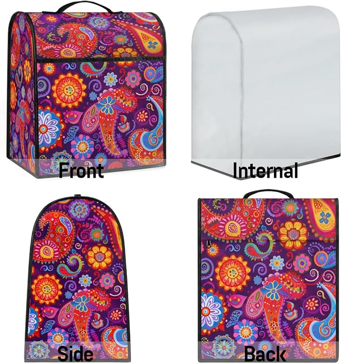 cfpolar Kitchen Aid Mixer Cover Compatible with 6-8 Quarts Mandala Paisley Flower Stand Mixer Cover Kitchen Aid Mixers Accessories Appliance Organizer Bag Dust Covers with Zipper Pocket