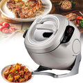 Portable Automatic Stir Fry Cooker - 6L Stainless Steel Pot with 360° Rotation Automatic Cooking Machine 3D Heating 3 Speed Modes for Stir Frying/Soup/Rice Home &amp Restaurant(220V)