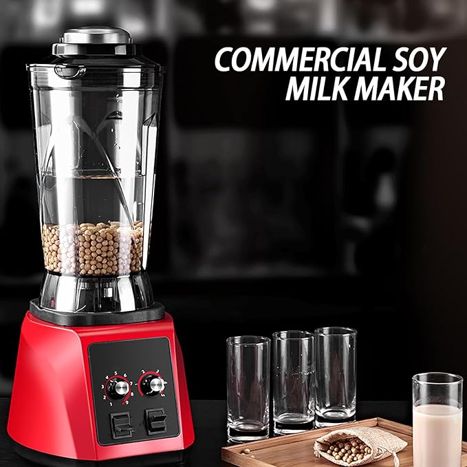 Countertop Blender Soy Milk Maker Smoothie Maker Commercial 5.5L 2200W Heavy Duty with 9-Speed Control Ideal for Breakfast Cafes Juice Bars Restaurants
