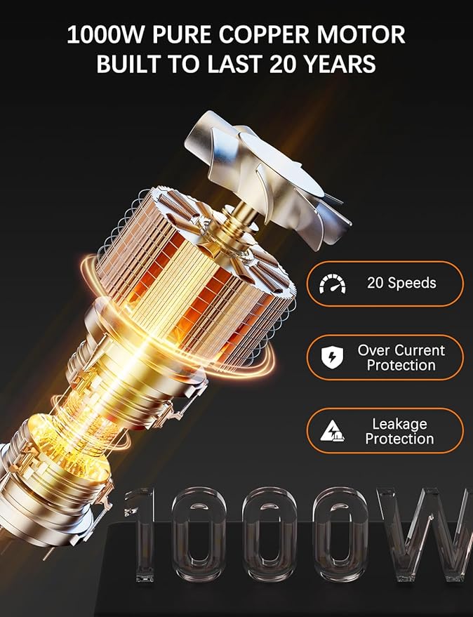 Immersion Blender Handheld GAVASTO Hand Blender20 Speeds and Turbo Mode Hand Mixer 3-in-1 Heavy Duty Copper Motor Stainless Steel