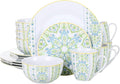 VEWEET Series Magda 16-Piece Dinner Set of Porcelain Combination Set with 10.75 Dinner Plate 7.5 Dessert Plate 5.5 Cereal Bowl and 380ml Mug Service for 4