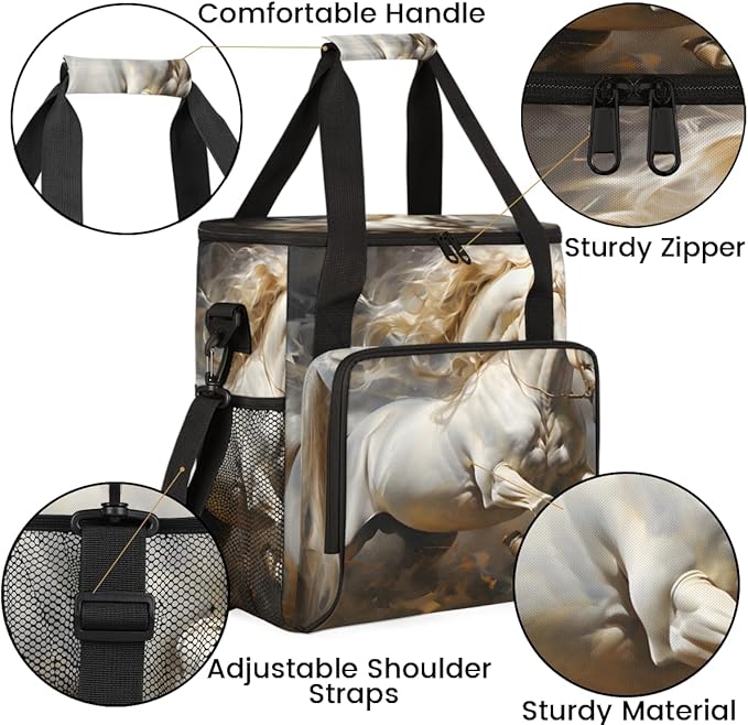 White Horse Coffee Maker Carrying Bag Portable Travel Storage Tote Bag Compatible with K-Mini or K-Mini Plus Single Serve Coffee Brewer Carrying Case with Multiple Pockets &amp Shoulder Strap