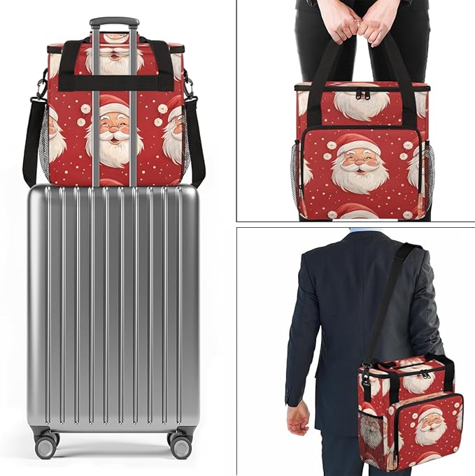Cute Santa Claus Coffee Maker Carrying Bag Colorful Santa Claus Travel Storage Bag Compatible with K-Mini or K-Mini Plus Single Serve Coffee Brewer Carrying Case with Pockets &amp Shoulder Strap