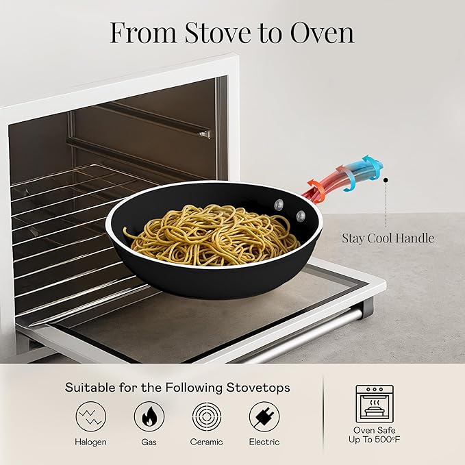 Gotham Steel 15 Pc Ceramic Cookware Set Nonstick Ceramic Pots and Pans Set Non Stick with Steamer &amp Cooking Utensils Non Toxic PFOA PFOS Free Premium Stay Cool Handles Oven &amp Dishwasher Sa