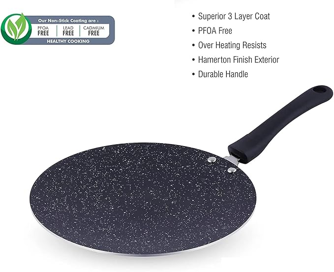 Priya Heavy Non-Stick Aluminium Concave Roti Tawa Diameter-28 Cm Thickness 4.0Mm (Large Black)
