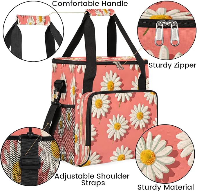 Daisy Flowers Coffee Maker Carrying Bag for Keurig K-Mini or K-Mini Plus Storage Portable Coffee Maker Travel Bag