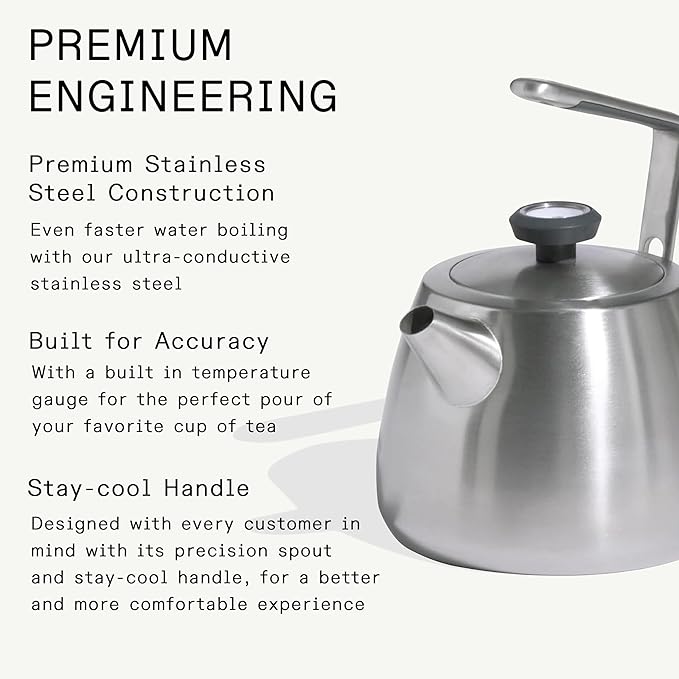 Made In Cookware | 2 QT Kettle | Stainless Steel | With Built-In Temperature Gauge | Includes Handle Sleeve | Induction Compatible