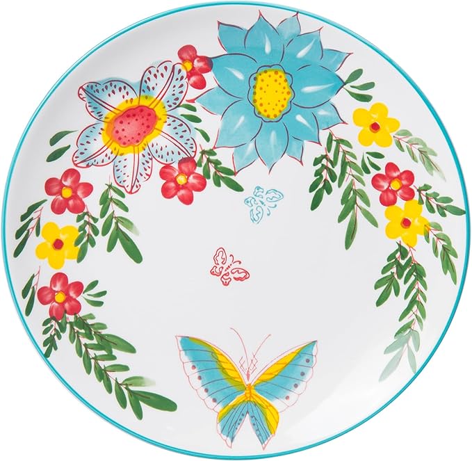 HomePop Ceramic 12-Pieces Dinnerware SetsDish Plates and Bowls Sets - Red