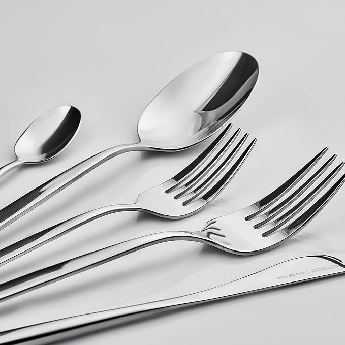 Karaca Lizbon - 18/10 Stainless Steel Silverware Set for 6 30 Piece Heavy Duty Flatware Set Dishwasher Safe Modern Cutlery incl. Kitchen Forks Spoons Knives Eating Utensils Sets - Silver