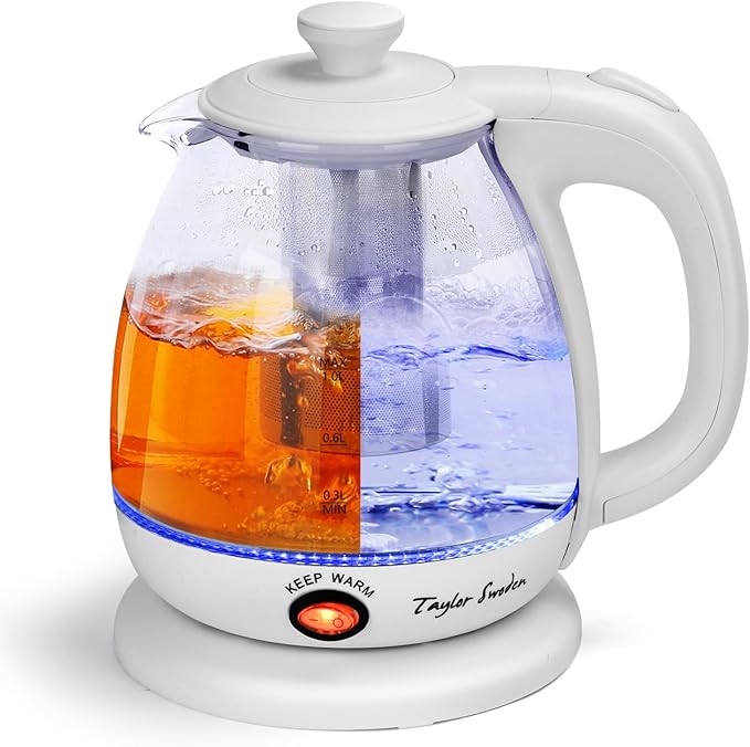 Aigostar Retro 2 Slice Toaster and Taylor Swoden Electric Kettle with Tea Infuser 1L Small Electric Tea Kettle with Keep Warm