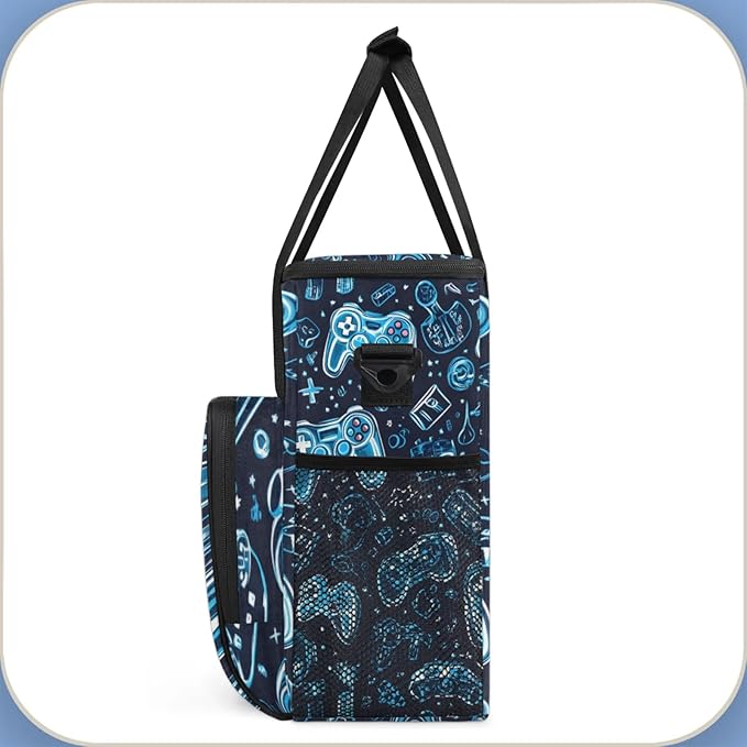 Gaming Controller Print Coffee Maker Travel Bag for Keurig K-Mini/K-Mini Plus Insulated Waterproof Tote with Pockets for K-Cup Portable Single-Serve Brewer Case