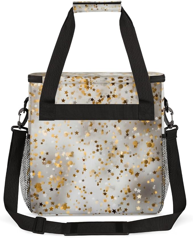 Glitter Coffee Maker Carrying Bag White Gold Portable Travel Storage Tote Bag Compatible with K-Mini or K-Mini Plus Single Serve Coffee Brewer Carrying Case with Multiple Pockets &amp Shoulder Stra