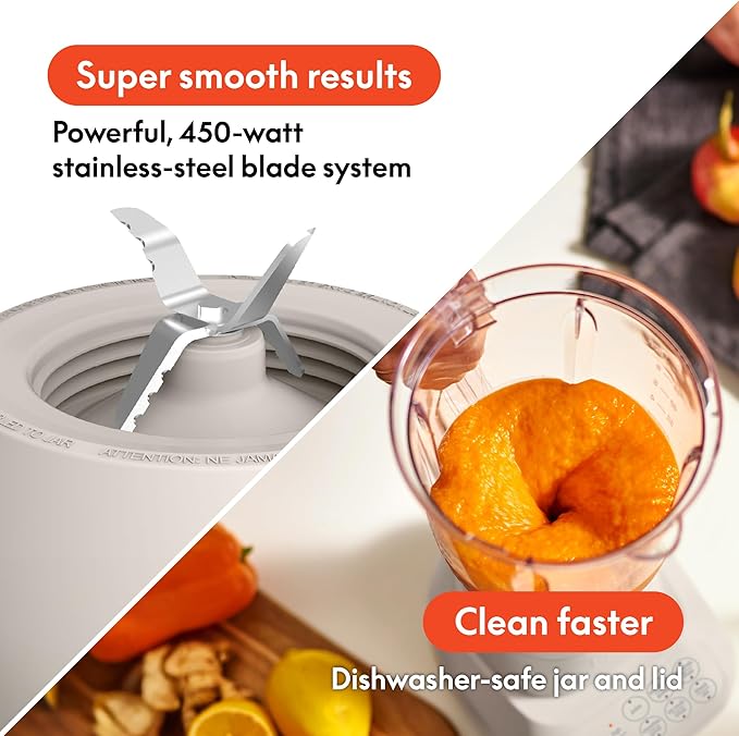 bella 10 Speed Countertop Blender Juicer &amp Smoothie Maker Fits-anywhere™ Kitchenware Slim Flip &amp Store Design Dishwasher Safe 48oz Capacity Pitcher &amp Lid Stainless Steel Blade 450 Wa