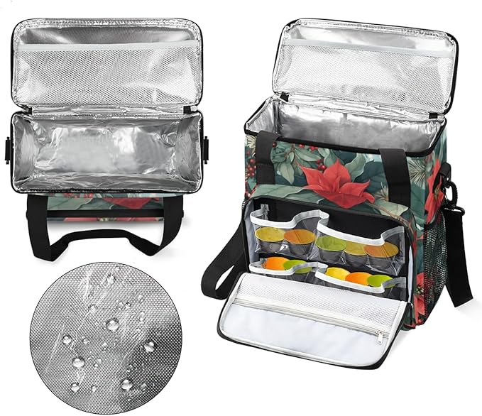 Holly Berry Flowers Coffee Maker Carrying Bag Gothic Flowers Travel Storage Bag Compatible with K-Mini or K-Mini Plus Single Serve Coffee Brewer Carrying Case with Multiple Pockets &amp Shoulder St