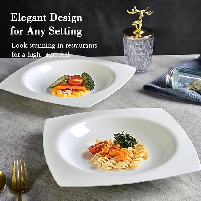 Dinnerware Set for 6 Plates and Bowls Set Includes 9.25 Inch Dinner Plates &amp Salad Plates Microwave &amp Dishwasher Safe Oven Safe White Dish Set for Kitchen Dishware for Daily Use