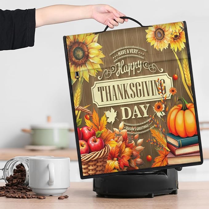 cfpolar Kitchen Aid Mixer Cover Compatible with 6-8 Quarts Thanksgiving Sunflower Pumpkin Apples Stand Mixer Cover Kitchen Aid Mixers Accessories Appliance Organizer Bag Dust Covers with Zipper Pocket