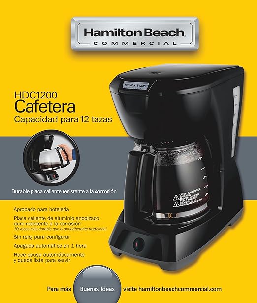 Hamilton Beach Commercial HDC1200 12 Cup Coffeemaker Black with Glass Carafe | Hospitality Rated