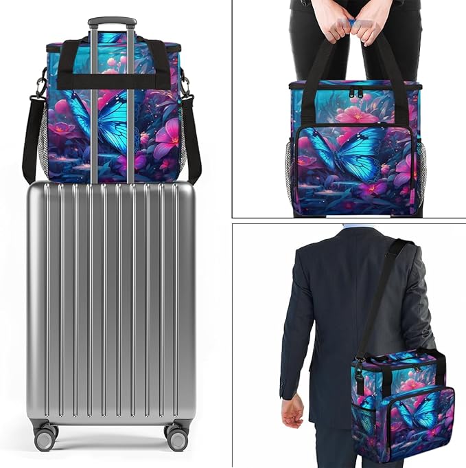 Watercolor Butterfly Coffee Maker Carrying Bag Gothic Butterfly Travel Storage Bag Compatible with K-Mini or K-Mini Plus Single Serve Coffee Brewer Carrying Case with Pockets &amp Shoulder Strap