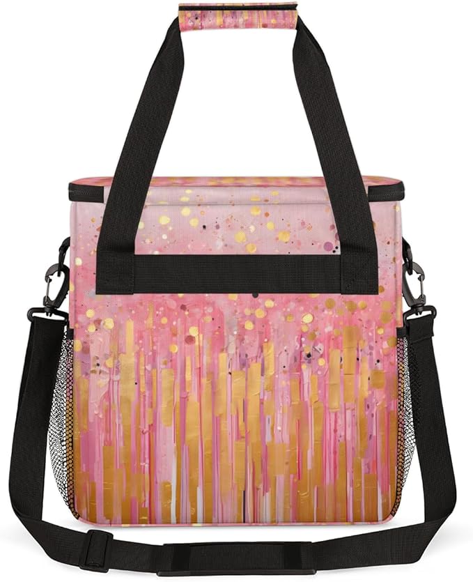 Glitter Coffee Maker Carrying Bag Peach Red Portable Travel Storage Tote Bag Compatible with K-Mini or K-Mini Plus Single Serve Coffee Brewer Carrying Case with Multiple Pockets &amp Shoulder Strap