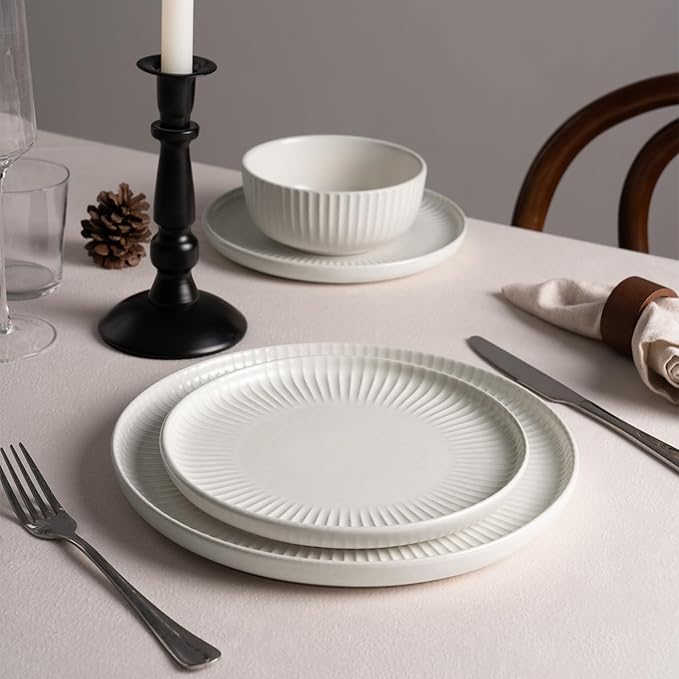 famiware Dinnerware Sets with Mugs Plates and Bowls Dish Set of 6 (24 Pieces) - Dishwasher &amp Microwave Safe Chip Resistant Reactive Glaze